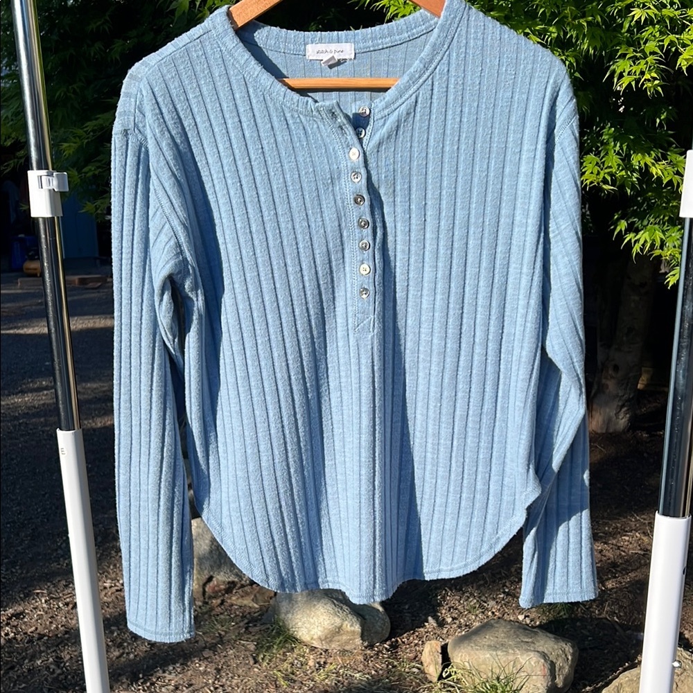 Sweet Baby Blue Ribbed Long Sleeve Top